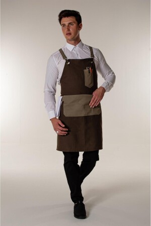 مطعم باريستا كافي من قماش بني من قماش من قماش من قماش من قماش - Mert Giyim