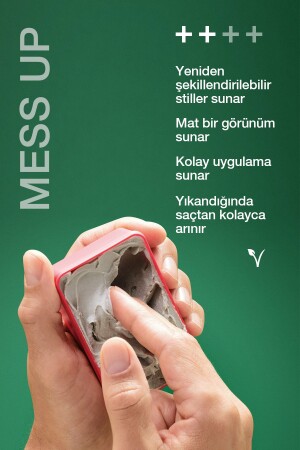 Mess Up Mat Şekillendirici Gum Macun 100ml Orta Tutuş Mat Görünüm Kolay Şekil Esnek Wax - 4