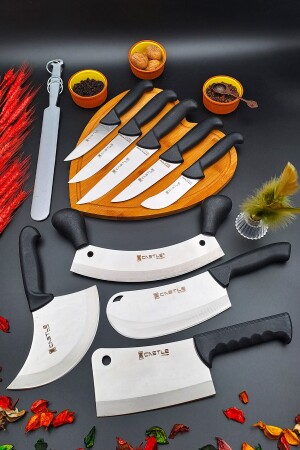 Messerset Küche Fleisch Brot Gemüsemesser Hackmesser Masat Pizza Zwiebel Gebäckmesser 10-teiliges Mitgift-Set 14AS45KL1AA1145 - 3