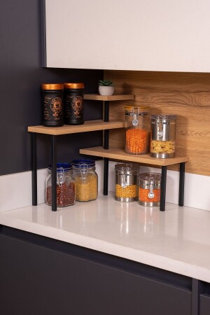 MNZ-Metal خشب المطبخ زاوية الرف المكتب المنظم الحمام المطبخ الرف العطور رف MDSCRNR001 - Mudesa