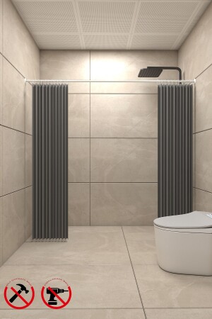 Metal Banyo Duş Perde Borusu 120x210cm Beyaz - 2