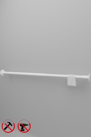 Metal Banyo Duş Perde Borusu 120x210cm Beyaz - 2