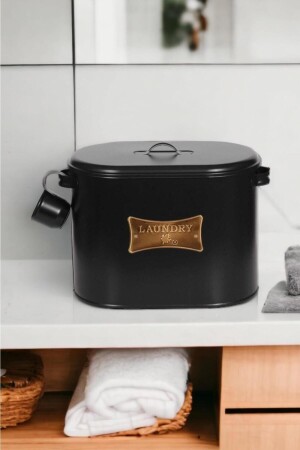 Metal Bölmeli Deterjan Kutusu - Siyah - 12 Lt 03MEG013 - Laundry