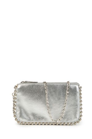 Metal Boncuklu Anya Clutch Kadın Çapraz Çanta Silver - 2