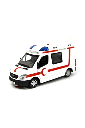 Metal Kapıları Açılan Sesli Işıklı Ambulans Beyaz Mercedes Benz 1:32 Ölçekli Ilk Yardım Aracı mtlçkbrkmblns - 5