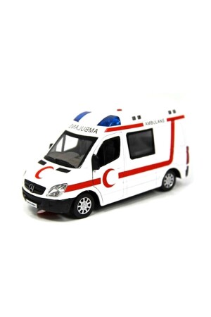 Metal Kapıları Açılan Sesli Işıklı Ambulans Beyaz Mercedes Benz 1:32 Ölçekli Ilk Yardım Aracı mtlçkbrkmblns - 4