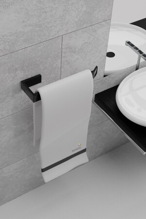 Metal Mat Siyah Kağıt Rulo Havluluk- Peçetelik- Yapışkanlı Tasarım- Banyo Askısı - 4