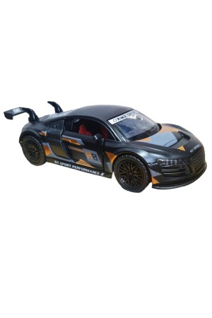 Metal Model Oyuncak Çek Bırak Haraket Eden Kapı Açılır 1.36 Siyah Audi R8 Turuncu Kamuflajlı DJBT0070 - 3