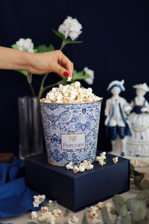 Metal Popcorn Kutusu - Patlamış Mısır Kovası 13.5 Cm, Azulejos Er149-9n ER149 - 1