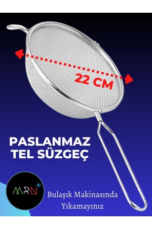 Metal Süzgeç 22 cm Tel Süzgeç Paslanmaz Süzgeç P878S3104 - 1