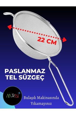 Metal Süzgeç 22 cm Tel Süzgeç Paslanmaz Süzgeç P878S3104 - 3