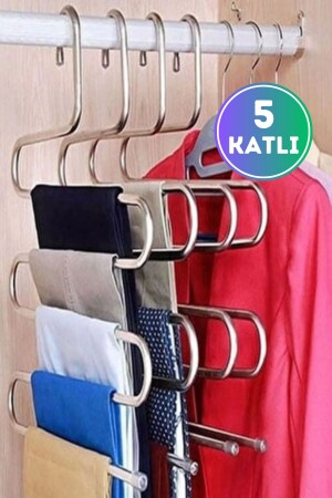 Metalik Dolap Içi Akıllı Krom Askı Pantolon Askısı 5 Katlı - 2