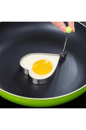 Metalik Kalp Şeklinde Metal Omlet Yumurta ve Krep Kalıpları - 1
