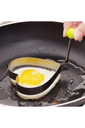 Metalik Kalp Şeklinde Metal Omlet Yumurta ve Krep Kalıpları - 3