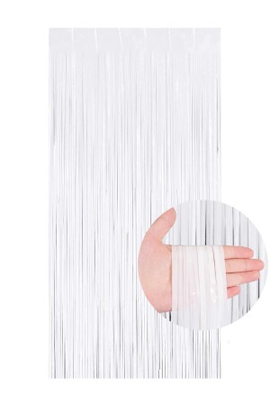 Metalize Arka Fon Kapı Perdesi Beyaz 100x200 cm - Patladı Gitti