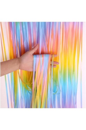 Metalize Arka Fon Kapı Perdesi Makaron Gökkuşağı 100x200 cm - Patladı Gitti