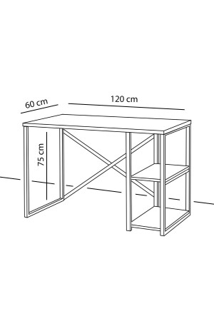 Metall-Arbeitstisch, Laptop-Computertisch mit 2 Ablagen, Unterrichtsbüro, Schreibtisch, 60 x 120 cm, Walnuss - 5