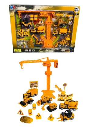 Metall-Greiferwagen, Straßenplanierkran, Baufahrzeuge-Set, 20-teilig, Spielzeug, P1555S1481 - 1