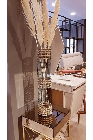 Metalldrahtgeflecht, geflochten, spezielles Design, Pampas-Vase, drei Zöpfe, 60 cm - 1