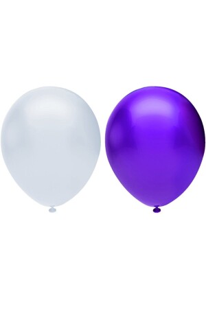 Metallic-Ballon-Set 100-teilig (Weiß-Lila) - 2