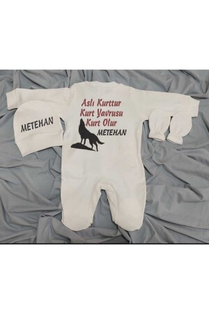 Metehan Named Baby Strampler Weißes Strampler-Set für Jungen, Krankenhaus-Entlassungsset 234987077967 - 3