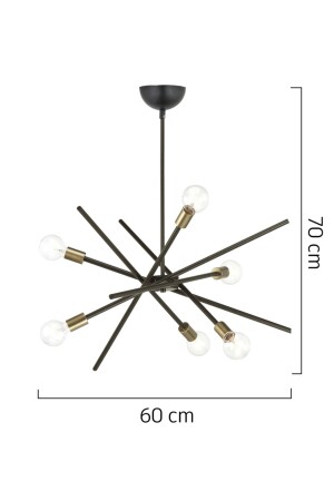 Meter 6-teilige schwarze antike Lampenschirm-Hängelampe, modernes Schlafzimmer, Küche, Wohnzimmer, Kronleuchter 3487-05-BL - 5