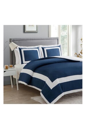 المجموعة المنزلية الزرقاء البيضاء الملك الحجم القطن ساتيين غطاء غطاء غطاء - METİNEV