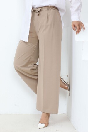 Meva Kemerli Bol Paça Pantolon 648 - Taş - Bestenur