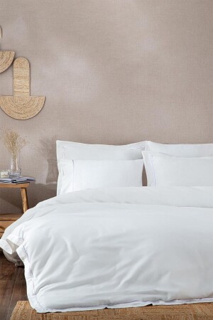 Meva Krem-gümüş Çift Kişilik %100 Organik Pamuk Nevresim Takımı STK-55528 - Ecocotton