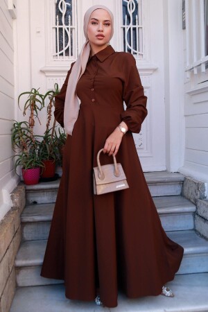 Mevlana-Kleid mit Gürtel, Braun HM2105 - 4