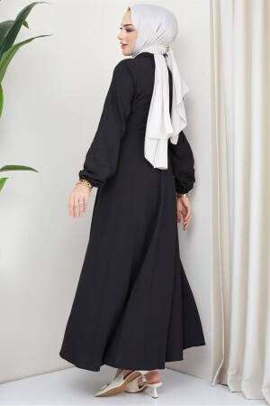 Mevlana-Kleid mit Gürtel, Schwarz - 5