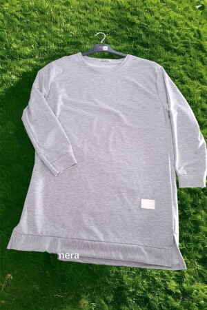 Mevsimlik Bisiklet Yaka 2 İplik Tesettür Diz Üstü Yırtmaçlı Tesettür Tunik-Sweatshirt - Çeçen Home