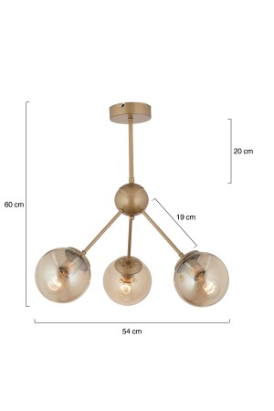 Meyo 3-teiliger Kronleuchter aus antikem Honigglas, modern, für junges Zimmer, Schlafzimmer, Wohnzimmer, 3546-03-FR - 9