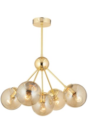 Meyo 5Li Gold Honigglas Moderner Kronleuchter für junges Zimmer, Schlafzimmer, Wohnzimmer, 3546-05-GD - 3