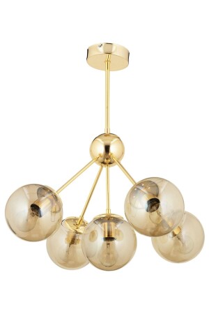 Meyo 5Li Gold Honigglas Moderner Kronleuchter für junges Zimmer, Schlafzimmer, Wohnzimmer, 3546-05-GD - 4