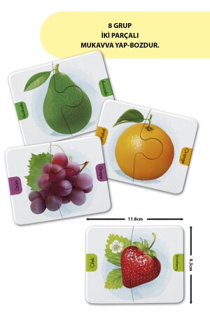 Meyveler | Iki Parçalı Yapboz | Sayılar | 8 Grup | 16 Parça | Mukavva Meyveler2Parça - 2