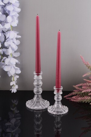 MİA 2-teiliger Kerzenständer aus Glas, mittelgroß, dekorativer Kerzenhalter in Kristalloptik, Kerzenständer-Set - 1