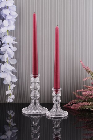 MİA 2-teiliger Kerzenständer aus Glas, mittelgroß, dekorativer Kerzenhalter in Kristalloptik, Kerzenständer-Set - 3