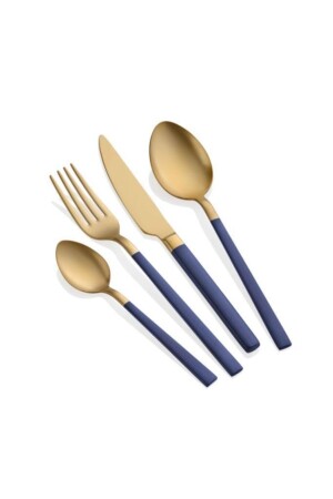 Mia 24-teiliges Mattgold-Marineblau-Gabel-Messer-Löffel-Set CKB0103 - 3