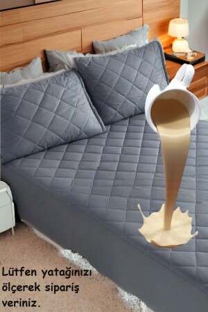 Miaselis Kapitone Gri Sıvı Geçirmez Yatak Koruyucu Alez % 100 Pamuk Yüzey 11 Ebat Msgrisg2 - Miaselis