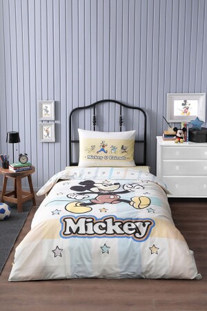 Mickey Mouse Star Single Disney lizenziertes elastisches Spannbettlaken Kinder-Bettbezug-Set MOUSE STAR GELB - 1