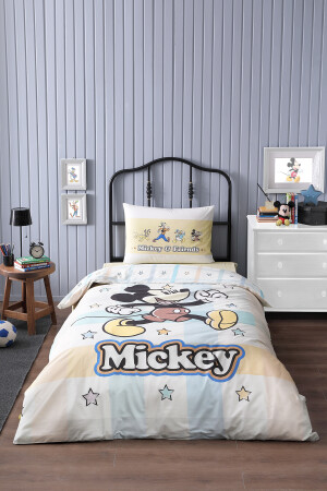 Mickey Mouse Star Single Disney lizenziertes elastisches Spannbettlaken Kinder-Bettbezug-Set MOUSE STAR GELB - 8