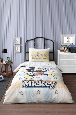 Mickey Mouse Star Tek Kişilik Disney Lisanslı Lastikli Fitted Çarşaf Çocuk Nevresim Takımı MOUSE STAR SARI - 2