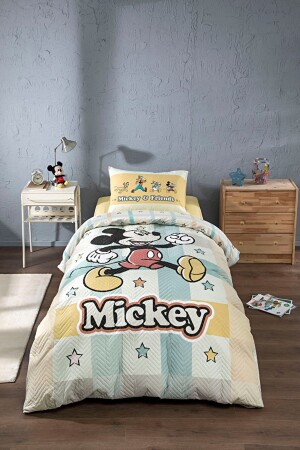 Mickey Mouse Star Tek Kişilik Disney Lisanslı Lastikli Fitted Çarşaf Kapitone Çocuk Nevresim PR-EVTEKSTILI-55475901327 - 2