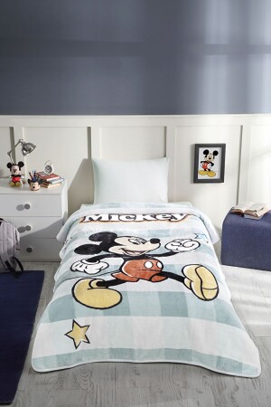 Mickey Star Disney Lisanslı Tek Kişilik Çocuk Battaniyesi 160x220 - 2