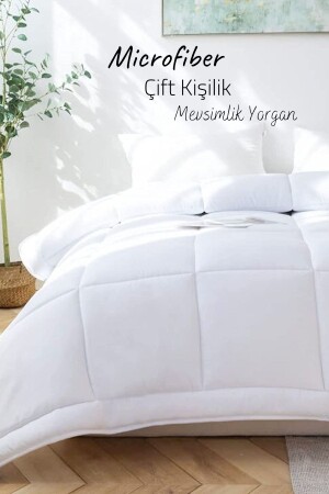 Microfiber Çift Kişilik Yorgan Kapitone Yıkanabilir Mevsimlik Microfiber Yorgan 195x215 Cm 006900 - Elyaf Sepeti