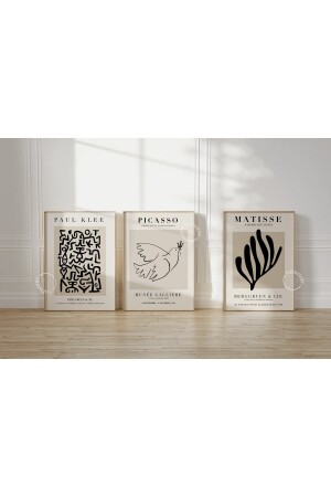 Mid Century 3'lü Çerçevesiz Poster Duvar Tablosu Poster Modern Tablo Dekoratif Çerçevesiz Tablo - Yaris Note