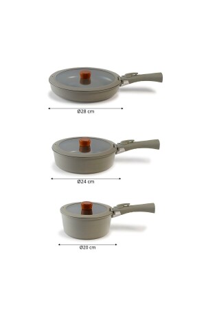 Midas Grau (9 Teile & 6 Teile) 15-teiliges ineinandergreifendes Töpfe- und Pfannenset mit abnehmbarem Griff MIDAS - 7