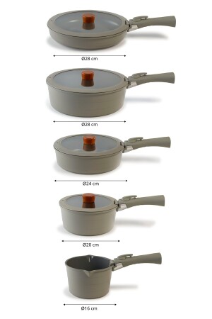 Midas Gri 11 Parça Ayrılabilen Saplı Iç Içe Geçebilen Indüksiyonlu Tencere Tava Seti D-NEOMDS11I-07 - 10