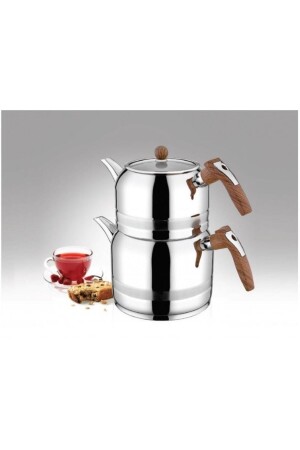 منز فولاذ المطر Midi حجم الشاي مع اللون الخشبية المقبض - Kahramanlar